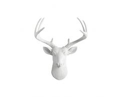 Wall Charmers Hirschkopf – Kunstkopfbüste – Metallic-Kunst-Tiere, Kunstharz, Taxidermie, dekorativ, Hirsch-Dekor, Halterung, Kunst (klein und groß), metall Polyresin, weiß, Mini