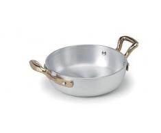 Pentole Agnelli Collection 1932 zu Servierpfanne in Aluminium Griffe mit Zwei Messing Cod. alma11014 140 mm Durchmesser