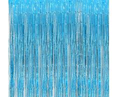 Blukey Vorhang für Hochzeit, Weihnachten, Halloween, Neujahr, 1 x 2,3 m, 2 Stück 2-Packs 3FTx8FT türkis