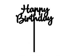 Cake Company CT-100-B Happy Birthday Cake Topper, Acryl, schwarz