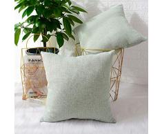 MERNETTE 2 Stück Chenille Weiche Dekorative quadratische Überwurf-Kissenbezüge, Home Decor Dekoration für Sofa Couch Bett Stuhl 45,7 x 45,7 cm 20x20 lichtgrün