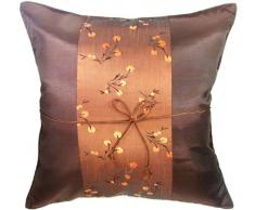 Artiwa Blumenmuster Quadratisch Seide Kissenbezug Sofa Bett Deko braun