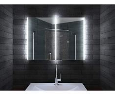 Lux-aqua LED Beleuchtung Aluminium Badschrank Badezimmerschrank Spiegelschrank MLA8700, Silber, 800x700x125mm