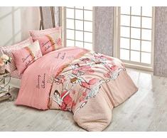 Eponj Home Bettwäsche-Set für Doppelbett 200 x 200 cm Polvere Di Salmone Bianca Rosa