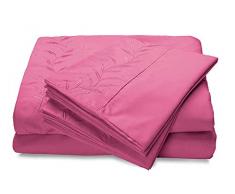 Reversifi Bestickte Bettwäsche Set Weiche gebürstete Mikrofaser - Hypoallergen - Faltenverblassen 4-teiliges Bettwäsche-Set Full Polignac Pink