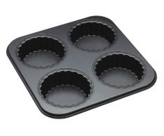Kitchen Craft Antihaftbeschichtetes Backblech für Törtchen mit 4 Mulden, lose Böden, aus der Master-Class-Produktreihe