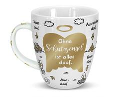 Sheepworld 46507 Tasse Ohne Engel ist alles doof, Schutzengel, Porzellan, 45 cl, Goldfarben, Geschenktasse