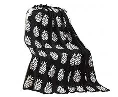 yousa Ananas Decke Strick Überwurf Decke, baumwolle, schwarz / weiß, 35*43