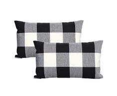 VAKADO Kissenbezug, tropischer Flamingo, dekorative Blätter, 45,7 x 45,7 cm, Raumdekoration für Terrasse, Couch Sofa, Stuhl, Bettwäsche 2 Pieces, 12x20 Plaids-schwarz & weiß