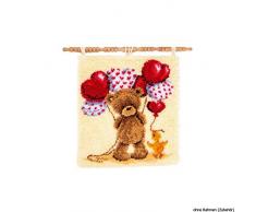 Vervaco Knüpf Wandbehang Schöne Luftballons Knüpfpackung zum Selbstknüpfen eines Teppichs, Stramin, weiß, 40 x 40 x 0,3 cm