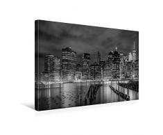 Premium Textil-Leinwand 45 x 30 cm Quer-Format NEW YORK CITY Monochrome Impression bei Nacht | Wandbild, HD-Bild auf Keilrahmen, Fertigbild auf hochwertigem Vlies, Leinwanddruck von Melanie Viola