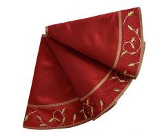 X. SEM 127 cm Kunstseide Weihnachtsbaum Rock mit Holly Blätter Stickerei Grenze Dekoration Weihnachts Röcke ROT Christmas Tree Skirt