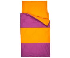 Kindertraum 530117011803 Wendebettwäsche 80 x 80 cm und 135 x 200 cm, Streifen brombeer/apricot