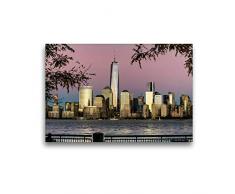 Premium Textil-Leinwand 45 x 30 cm Quer-Format Blick von New Jersey auf Midtown Manhattan bei Sonnenuntergang | Wandbild, HD-Bild auf Keilrahmen, Fertigbild auf hochwertigem Vlies, Leinwanddruck von Kurt Krause