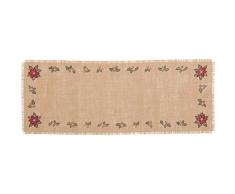 VHC Brands Holiday Tabletop & Kitchen Burlap Tan Poinsettia Läufer, Jute Jute Weihnachtsstern, 13 x 36