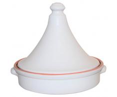 Amazing Cookware Tajine aus Terrakotta, rund mit natürlichen Innen, matt weiß, 28 x 28 x 23 cm