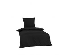 BRIELLE Bettwäsche 135 x 200 cm - Bettwäsche-Set Biber Schwarz, hohe Qualität, weich, einfarbig mit Öko-Tex-Zertifizierung