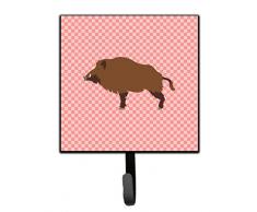 Caroline s Treasures Wild Boar Pig Pink kariert Wandhaken, Multicolor, S
