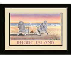 Northwest Art Mall ba-3618 mfgdm Rhode Island Adirondack Stühle auf Beach gerahmt Art Wand von Künstler Dave bartholet, 33 x 40,6 cm Satin schwarz