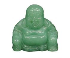 favoramulet handgeschnitzte Steine Happy Buddha-Statue, heilende Kristall-Taschenfigur, Skulptur, Dekoration, 3,8 cm hoch grün
