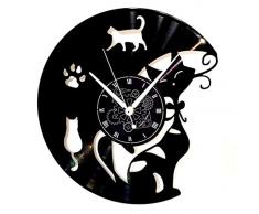 Vinyl Wanduhr Vintage handgemachte Schallplatten-Design Vintage Geschenk Home Dekorationen Katze Katzen