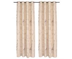 vidaXL 132418 2X Bedruckter Verdunkelungsvorhang Kinder 140x240cm Beige Vorhang Gardine, Gewebe, Tiermotiv, Größe: 140 x 240 cm (B x H)