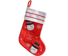 WeRChristmas Schneemann Weihnachtsstrumpf Dekoration, Stoff, rot/Mehrfarbig, 48 cm