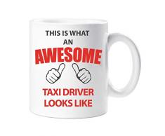 60 Second Makeover Limited 60SECMUG492 Tasse mit Aufschrift „60 Second Makeover This Is What An Awesome Taxi Driver Looks Like“, Geschenk für Geburtstag, Weihnachten, keramik, weiß
