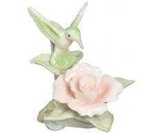 COSMOS 96441 feines Porzellan Figur Mini Kolibri mit Rose, 3 Zoll