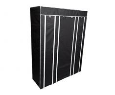 Perel Textiler Kleiderschrank, Stahl, Faserstoff, Schwarz 135 x 45 x 170 cm