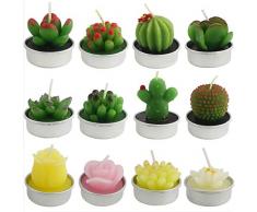Ogrmar Kaktuskerzen Deko Teelicht Kerzen für Zuhause Party Geburtstag Hochzeit Deko 3 Stile 12 Stück Cactus, Succulents and Flower