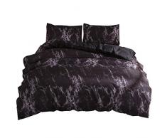 WINLIFE 3D Marmor Line Print Bettbezug Schlichte Wende Bettwäsche Set King(No Comforter) schwarz
