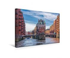 Premium Textil-Leinwand 45 x 30 cm Quer-Format Speicherstadt - Wasserschloss | Wandbild, HD-Bild auf Keilrahmen, Fertigbild auf hochwertigem Vlies, Leinwanddruck von Gabriele Krug