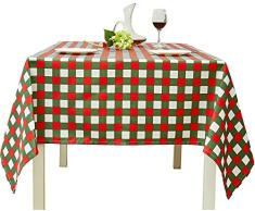 Biscaynebay Bedruckte Stoff-Tischdecken, wasserabweisend, auslaufsicher, für Esszimmer, Küche, Hochzeit und Partys 52X70 Grün/Rot