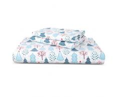 Sun Washed 100% Baumwolle 170 g/m² Flanell super weich, warm & flauschig 4-teilige Bettwäsche, bis zu 40,6 cm Tiefe Tasche Queen Trees Print Duvet