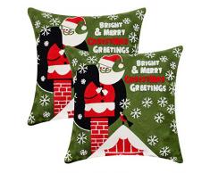 Simhomsen 2er Set Bestickt Kissenbezug Kissenbezug 45,7 x 45,7 cm Weihnachten Urlaub Dekoration 18 * 18 Weihnachtsmann