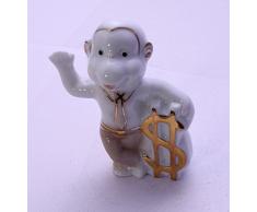 Feng Shui Affe mit uns dollar- Hand verarbeitet und verziert feinem chinesischem Porzellan, Figur 2152510, porzellan, 3