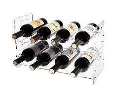 MyGift Modernes Weinregal, Acryl, freistehend, stapelbar, für 8 Flaschen, 2 Stück, acryl, farblos, 2 Rack Set (8 Bottle)