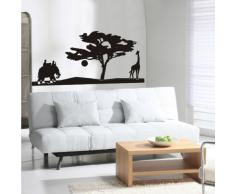 INDIGOS 4052166116985 Wandtattoo w554 Afrika / Steppe Elefant Giraffe Wandaufkleber 96 x 45 cm schwarz
