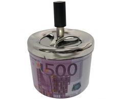 NewFeru rauchfreie Metalldose zum Herunterschieben von Zigaretten Zigarren mit drehbarem Deckel, tragbarer Aschenbecher für Zuhause, Tisch, Terrasse, Sand, Auto, Auto, Außenbereich, Innenbereich 3.5LX3.5WX4.7H Euro Sign 500