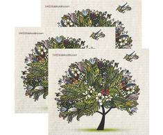 SWEDEdishcloths Tropischer Baum 3er Set je Schweden-Tücher - Umweltfreundliches, saugfähiges Reinigungstuch, Wiederverwendbare Reinigungstücher