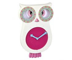 TFA Dostmann Kinder-Wanduhr Lucy, 60.3052.02, geräuscharm, Pendeluhr, in Eulen-Form, ideal für das Kinderzimmer, pink, (L) 110 x (B) 70 x (H) 330 mm