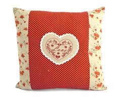 H+H Herz rot Kissen aus Stoff, Stoff, Rot, 35 x 11 x 35 cm