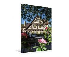 Premium Textil-Leinwand 60 x 90 cm Hoch-Format Fachwerk Romantik in Strümpfelbach | Wandbild, HD-Bild auf Keilrahmen, Fertigbild auf hochwertigem Vlies, Leinwanddruck von Horst Eisele