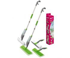 York Mopp flach mit Sprühgerät Fensterwischer Duschwischer (4 in 1), grün-grau, Standard