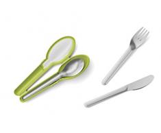 Emsa Clip GO N1071800 Besteckset, Edelstahl, mit Tasche, Picknick, 3 Stück