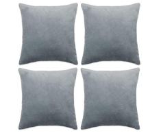 vidaXL 132947 4X Kissenbezug Velours 80x80cm Beige Dekokissen Sofakissen Kissebhülle, Gewebe, Größe: 80 x 80 cm (L x B)