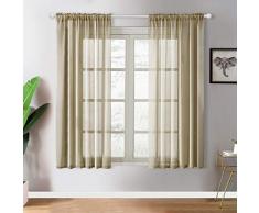 YOKISTG Vorhänge aus Leinen, für Schlafzimmer, Wohnzimmer, Fenster, 2 Paneele 54 x 63 Khaki