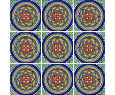Color y Tradicion C119 Mexikanische Fliesen, handbemalt, 10,2 x 10,2 cm, 9 Stück