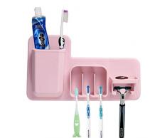 Wrewing Zahnbürstenhalter, Wandmontage, Silikon-Saugnapf, Aufbewahrungsregal, Zahnbürstenhalter für Badezimmer Rose